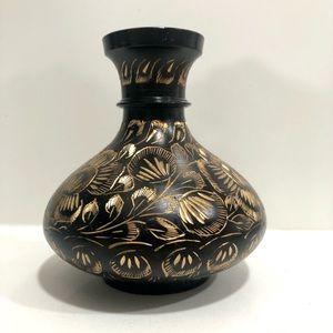 Vintage Black and Brass Bud Vase